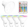Jayool Lampadina LED Faretto GU10, Dimmerabile 3W Cambiare colore Faretto con Telecomando,RGB + Bianco freddo, Tempismo, Angolo a 45 ° (Confezione da 4)
