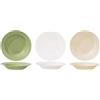 Ayicheyl Piatti Piani 6 Pezzi, Piatti Arcopal Colorati Piatti Fondi 22cm,Set Piatti Moderni Riutilizzabili Servizio Piatti per Insalate, Zuppe, Cereali, Pasta,Bianco Beige Verde