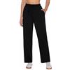 Demegimi Pantaloni Sportivi Donna in Cotone a Gamba Larga Larghi Pantaloni da Tuta Donna con Tasche e Coulisse Regolabile Pantaloni Donna per Jogging Fitness Sport(Nero,S)