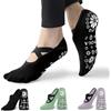 RainFlowwer Calzini da donna per yoga, pilates, antiscivolo, traspiranti, elastici, per danza, allenamento, in cotone pettinato, taglie forti 36-42, Stile I-nero+verde+viola-3 paia, 4-8 Plus