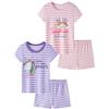 SOIBEEN Pigiama per bambini con maglietta a maniche corte e pantaloncini, abbigliamento da casa a righe per bambini da 1 a 10 anni, Rosa viola-arcobaleno, 7-8 Years