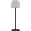 Eglo Lampada da tavolo a LED batteria Leonero, senza fili, in metallo nero con paralume pieghevole tessuto beige, funzione touch, dimmerabile, ricarica USB, luce bianca calda neutra