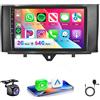 VECHTEL Autoradio 2G+64G Android 15 per Mercedes-Benz Smart 2011-2015, 9 Pollici HD 2.5D Schermo Tactile Stereo Auto co Carplay Android Auto senza Fili GPS Wi-Fi USB Bluetooth Radio FM RDS Retrocamera