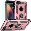 Yiakeng Cover per iPhone 8 Plus, Cover per iPhone 7 Plus Con Proteggi Schermo, Custodia Slim Silicone Bumper Antiurto Telefono Case con Kickstand per Apple iPhone 8 Plus/7 Plus (Oro rosa)