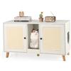 COSTWAY Lettiera Chiusa per Gatti 108 x 50 x 60 cm, Mobile per Lettiera Nascosta per Gatti con 2 Tappetini in Sisal e Ingresso a Forma di Testa di Gatto, Casetta per Animali Domestici (Bianco)