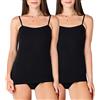 Bellivalini Donna Maglia Intima in Cotone BLV50-220 (2er-Pack: Nero, XXL)