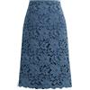 ebossy Gonna a tubino da donna, elegante, in pizzo floreale, lunghezza al, Blu scuro, S