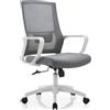 Shally Dogan Sedia da Ufficio Ergonomica Girevole con Supporto Lombare, Poltrona da Scrivania, Studio, Cameretta, Reclinabile con Altezza Regolabile, Base Bianca Robusta, Schienale Antisudore (Grigio)