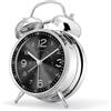 Lafocuse Metallo Sveglia Forte per Dormiente Pesante, Doppia Campana Grande, con Luce Notturna, Sveglia da Comodino Analogica Silenziosa, Orologio da Tavolo Batteria senza Ticchettio 16cm, Nero