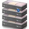 AIOR 4 Pezzi 60L Contenitori Sottoletto Organizzatore letto, Salvaspazio Contenitore Sottoletto Pieghevole con Finestra Trasparente, Organizer per Piumoni, Lenzuola, Vestiti, 80x50x15cm