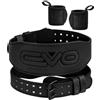 EVO Fitness 4 6 Cintura Palestra Uomo Donna Con Cinturini Da Polso Da 18 Palestra Pelle Imbottita Supporto Lombare Per La Schiena Powerlifting Allenamento Cintura Zavorra (Nero 4, XXL)