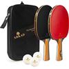 ARKAD Set di racchette da ping pong [per giochi all'aperto] - Premium ping pong, rivestimento professionale, 3 stelle palline da ping pong e custodia per racchetta da ping pong - racchetta
