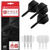 Target Darts K-Flex Integrated Dart Flights And Shafts, Stelo Intermedio (26mm), No.6 Flight, 9-Pack Bundle, Nero, Bianco e Trasparente | Kflex 2 in 1 Flight And STEM, Professional Darts Accessories