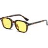 CIKJUK Occhiali da sole retrò donna uomo lenti rettangolari occhiali vintage per protezione UV400 occhiali da sole, leopardo/giallo