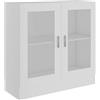 Homgoday Vetrine, libreria con ante in vetro, mobiletto autoportante per soggiorno, ufficio, credenza con scaffalatura, bianco, 82,5 x 30,5 x 80 cm, legno ingegnerizzato