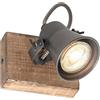 QAZQA jelle - Faretto da soffitto/parete rustico - 1 luce - L 11 cm - Nero - rustico - Soggiorno I Camera da letto I Sala da Pranzo I Cucina