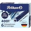 PELIKAN CARTUCCE 4001 PELIKAN TP/6 PER STILOGRAFICHE ASTUCCIO 6 PZ BLU NERO 301184