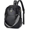 BAGZY Zaino da Donna in Pelle Antifurto, 2 in1 Borsa Donna Elegante Zaino Porta PC Portatile da 14 Pollic Zaino da Città Donna Zainetto Casual Borsa a Tracolla Multifunzionale Zaino Scuola, Nero