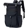 BAGZY Zaino Rolltop Uomo Donna Porta PC 17 Pollici, Zaino Porta PC Impermeabile Zaino da Viaggio Espandibile Elegante Casual Backpack per la Scuola, per Università, Lavoro，Noir