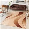 TAPISO Dream Tappeto Camera Soggiorno Salotto Moderno Beige Chiaro Astratto Onde A Pelo Corto 80 x 150 cm