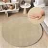 TAPISO Cuddle Tappeto Rotondo Soggiorno Antiscivolo Lavabile Morbido Pelo Lungo Shaggy Design Moderno Monocolore Tonalità Beige Tinta Unita Cameretta Sala OEKO-TEX 80 x 80 cm