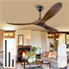 OUENGK Ventilatore da soffitto in legno per esterno da 152 cm senza luce con telecomando, 3 pale in grana di quercia, ventilatore da soffitto rustico per balcone gazebo a sei velocità