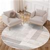 TAPISO Crystal Tappeto Rotondo Pelo Corto Lucido Effetto 3D Design Moderno Motivo Astratto Geometrico Linee Simmetriche Grigio Scuro Bianco Beige Soggiorno Camera 240 x 240 cm