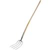 Kerbl Forca per letame Kerbl Abt Standard (Forca con manico in legno, 4 rebbi, forca per letame in acciaio forgiato, lunghezza manico 135 cm, corpo forca laccato argento) 50103
