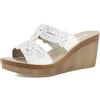 inblu Ciabatte Donna Doppia Fascia in Ecopelle con Strass e Plantare Imbottito, Zeppa 7,5cm, Sandali, Bianco, 38 EU