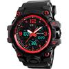 Forrader Orologio sportivo digitale da uomo, impermeabile, militare, con retroilluminazione a LED, ampio quadrante, cronometro, sveglia, orologio da polso, 1155rosso, Cinturino