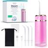 ZENT Idropulsore dentale portatile, Irrigatore orale da viaggio, Tecnologia rotante avanzata 360°, 3 testine speciali, Pressione regolabile, Rimozione della placca, Dimensioni compatte, Rosa