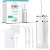ZENT Idropulsore dentale portatile, Irrigatore orale da viaggio, Tecnologia rotante avanzata 360°, 3 testine speciali, Pressione regolabile, Rimozione della placca, Dimensioni compatte, Bianco