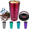 Disoza 500 ml Rosso Tazza Termica Caffe Caffè Piccolo Tazza Caffe Bicchiere Portatile Caffe Tazza Termica da Viaggio Bicchiere Termico con Cannuccia Tazza da Viaggio Bicchiere da Viaggio
