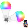 Eleganted Lampadine Alexa Led E27 WiFi Lampadina Smart, Lampadine Intelligenti 10W Luci Calde/Fredde e 16 Milioni di Colori, Compatibile Con Alexa, Google Home,2pcs