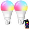 ANTELINK Lampadina Wifi Smart LED E27, 9W 1000lm Lampadina Alexa Dimmerabile, Multicolore 2700k-6500k, Compatibile con Alexa e Google Home, Smart Life/Tuya APP Controllo, 2Pz