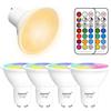 Jayool Lampadina LED Faretto GU10, Dimmerabile 3W Cambiare colore Faretto con Telecomando,RGB + Bianco caldo, Tempismo, Angolo a 45 ° (Confezione da 4)