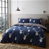 Catherine Lansfield Munro Stags Navy Set copripiumino 160 x 220 + 50 x 70