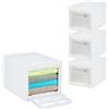 Relaxdays Scatola Portaoggetti, Set 4 Box da Scaffale, Contenitori Impilabili Portagiochi, Coperchio, Plastica, Bianca, 26 x 30 x 40 cm