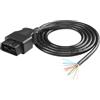 CERRXIAN OBD2 OBDII connettore Maschio a 16 Pin per Aprire Il Cavo a Spirale, Cavo di Ricambio per Estensione diagnostica OBD da 5 Piedi 1,5 m per Veicolo Fai-da-Te