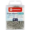 Centauro - Scatola 100 clip da ufficio, 32 mm, nichel, colore argento, per rapporti, presentazioni, appunti, appunti e tutti i tipi di documenti scolastici e da ufficio