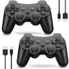 MUZELI Controller per PS3, Wireless Joystick per PS3 con doppio shock compatibile con Playstation 3 con cavo di ricarica (Confezione da 2 Nero) [no_operating_system]