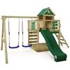 Wickey Gioco da Giardino Smart Cave con Altalena e Scivolo Verde, Struttura da Esterno per Bambini con sabbiera, scaletta e Accessori da Gioco