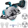 DriSubt Mini sega circolare a batteria per Makita 18 V, senza spazzole con 2 lame, motore in rame, può tagliare diagonalmente 6200 giri/min, per la lavorazione del legno, metallo, piastrelle e plastica (140