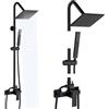 LIWEIKE Set Miscelatore Doccia Nero, Set Doccia Nero con Soffione a Pioggia da 20,3 cm e Doccetta con 3 Getti Spray per Bagno, Acciaio Inossidabile 304