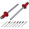 Marcopol Confezione da 100 rivetti ciechi verniciati 4,0 x 8 mm, testa a cupola, DIN 7337, rivetti in alluminio e mandrino in acciaio, rivetti pop (100, rosso fiamma RAL 3000)