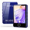 AGPTEK 64GB Lettore MP3 Bluetooth 5.3, 2,8 Full Touch Schermo, MP3 HiFi Lossless Musicale Portatile, Player con Line-in,Radio FM, Registrazione, E-Book, Supporta 128GB TF (Non Incluso), Blu