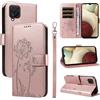 Bravoday Cover per Samsung Galaxy A12 4G / Galaxy M12, Custodia in PU Pelle Portafoglio Flip Schede con Slot per Carte, Magnetica Antiurto Cover per Galaxy A12 4G / M12, Oro Rosa