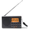GBKDQQ Radio portatile DAB+, AM, FM, SW con display LCD, funzionamento a batteria, altoparlante integrato, sveglia sleep timer, jack per cuffie, radio da cucina, 35 prese, piccola radio DAB