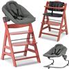 hauck Seggiolone Pappa Evolutivo Alpha Plus Newborn Set Premium, Da 0 Mesi con Sdraietta Neonati Dondolo Reclinabile Extra Piatta, Cuscino in Cotone - (Bouncer: Dark Grey, Cork)