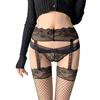 QKEPCY Reggicalze con Calze Donna Giarrettiera in Pizzo Sexy Lingerie Calze a Rete Velate Vita Alta Trasparente calze per reggicalze Autoreggenti Collant, Senza Perizoma